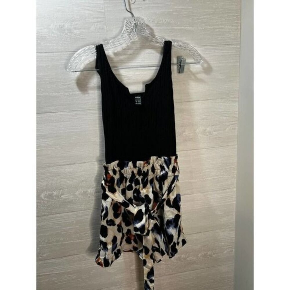 SheIn Women's  Animal Print Button Front Belted‎ Cami Romper XS - Picture 3 of 7